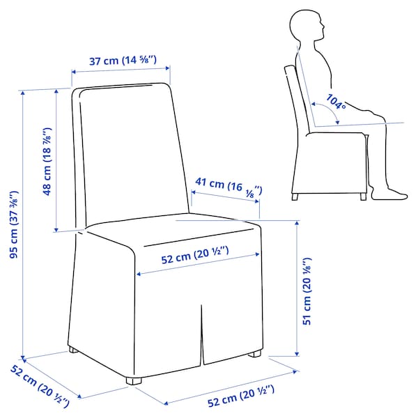 Ikea BERGMUND - Chair with long cover, white/black/white