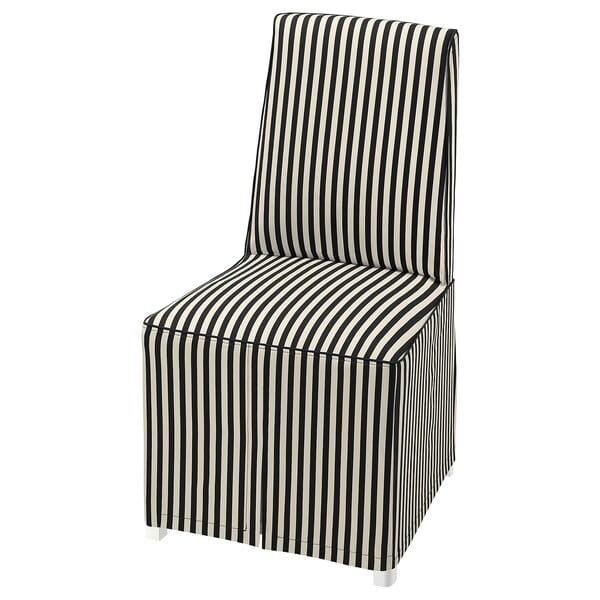 Ikea BERGMUND - Chair with long cover, white/black/white