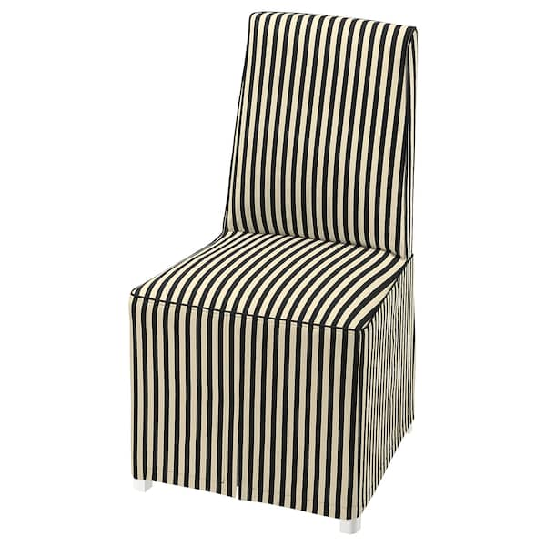 Ikea BERGMUND - Chair with long cover, white/black/white