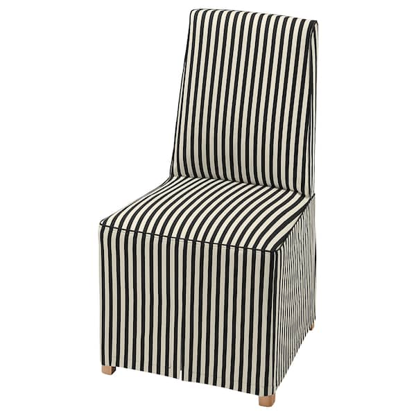 Ikea BERGMUND - Chair with long cover, oak/black/white effect