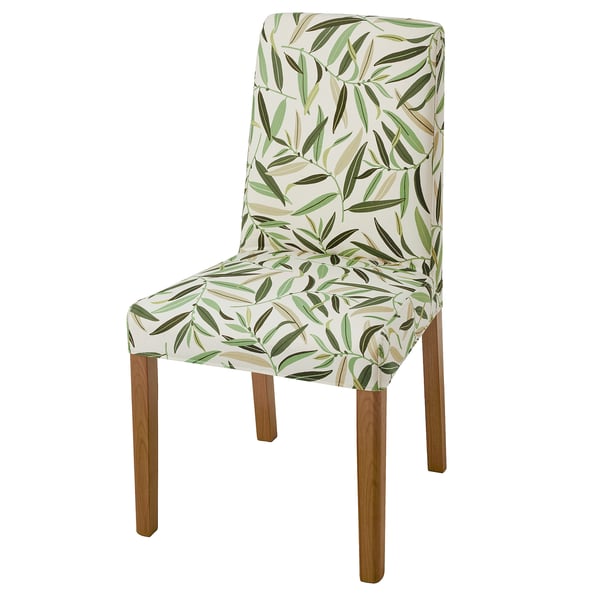 BERGMUND chair, oak effect/Fågelfors multicolour, 52x96x59 cm