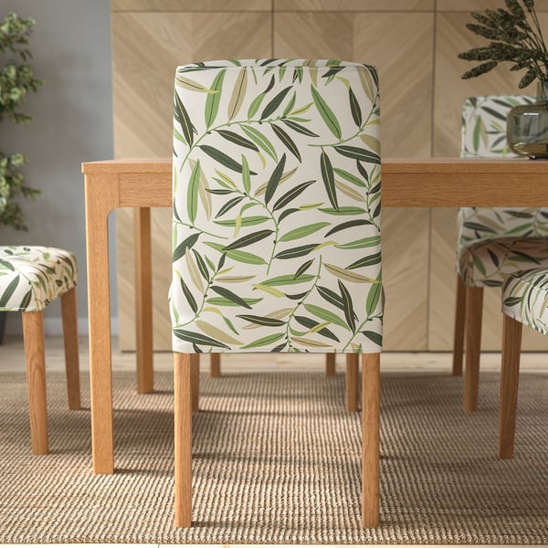 BERGMUND chair, oak effect/Fågelfors multicolour, 52x96x59 cm