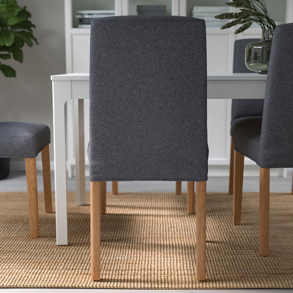 BERGMUND chair, oak effect/Gunnared medium grey, 52x95x59 cm