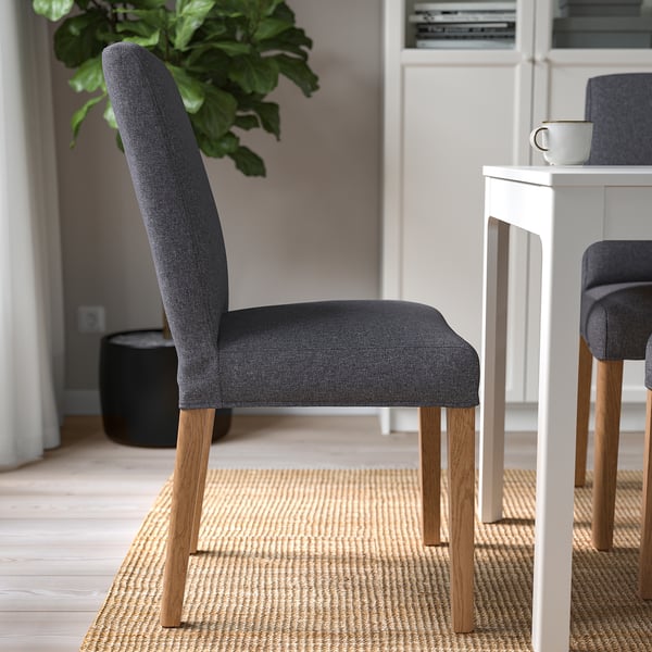 BERGMUND chair, oak effect/Gunnared medium grey, 52x95x59 cm