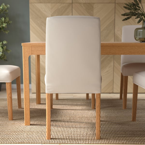 BERGMUND chair, oak effect/Hallarp beige, 52x96x59 cm