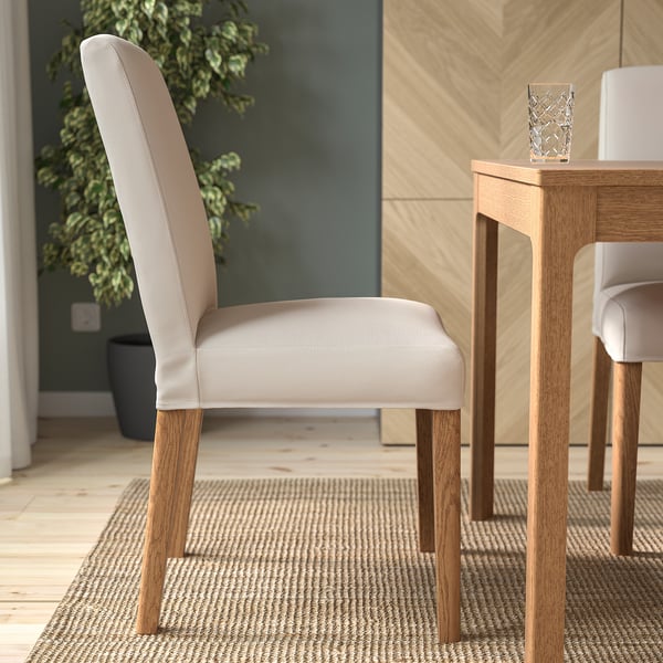 BERGMUND chair, oak effect/Hallarp beige, 52x96x59 cm
