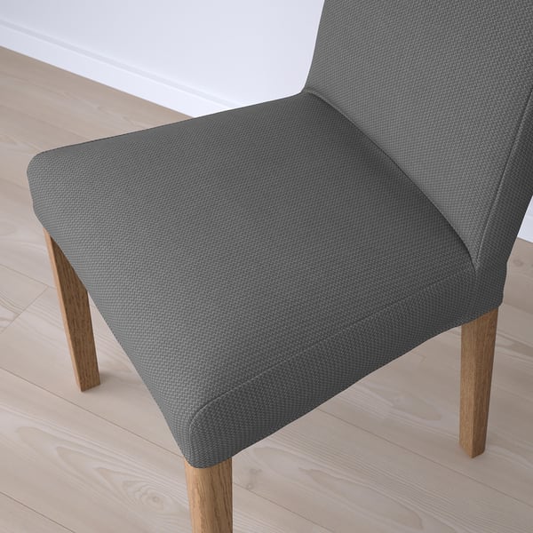 BERGMUND chair, oak effect/Nykvarn grey, 52x96x59 cm