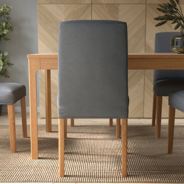 BERGMUND chair, oak effect/Nykvarn grey, 52x96x59 cm