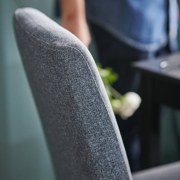 BERGMUND chair, black/Gunnared medium grey, 52x95x59 cm, 4 pack