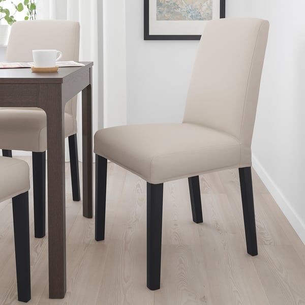 BERGMUND chair, black/Hallarp beige, 52x95x59 cm