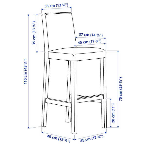 Ikea BERGMUND - Bar stool with backrest , 75 cm