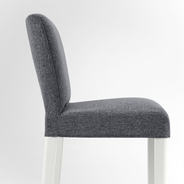 BERGMUND bar stool with backrest, white/Gunnared medium grey, 75 cm