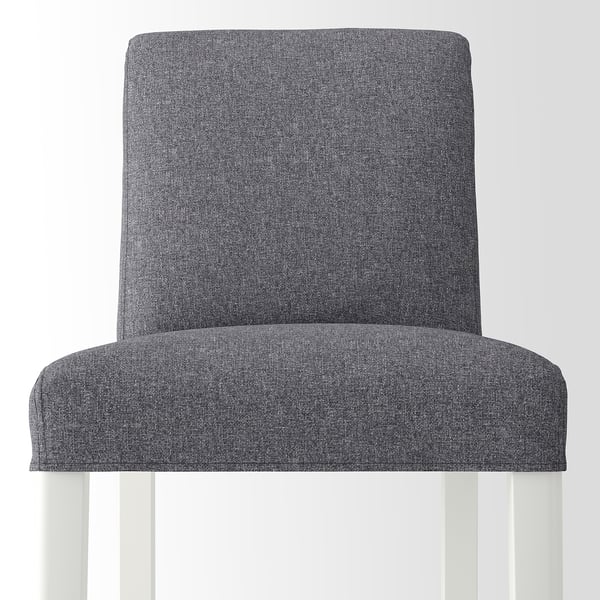 BERGMUND bar stool with backrest, white/Gunnared medium grey, 75 cm