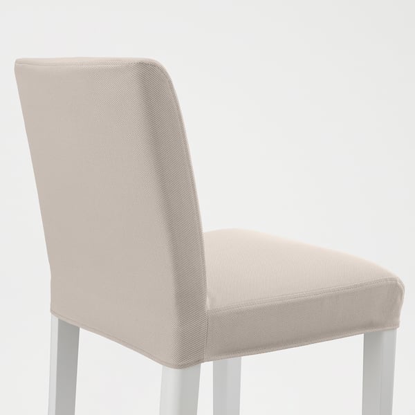 BERGMUND bar stool with backrest, white/Hallarp beige, 75 cm