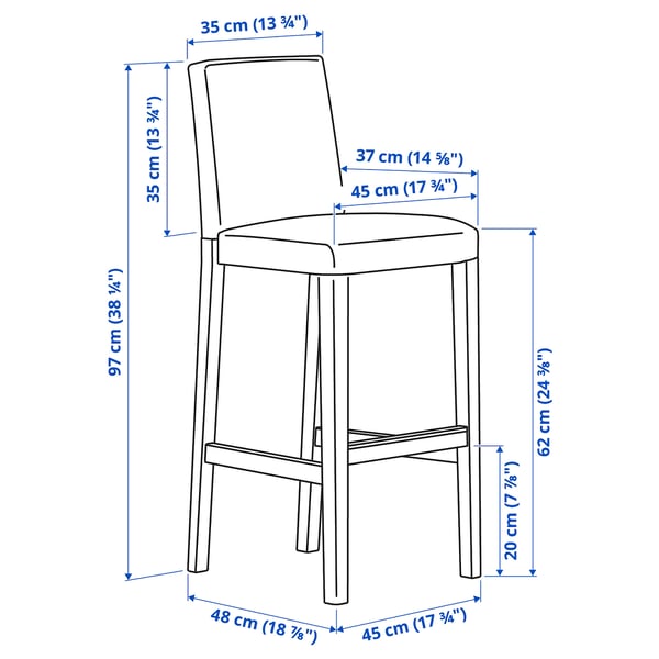 BERGMUND bar stool with backrest, counter height white/Hallarp beige, 62 cm