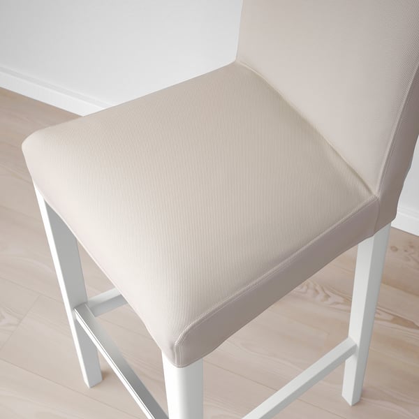 BERGMUND bar stool with backrest, white/Hallarp beige, 75 cm