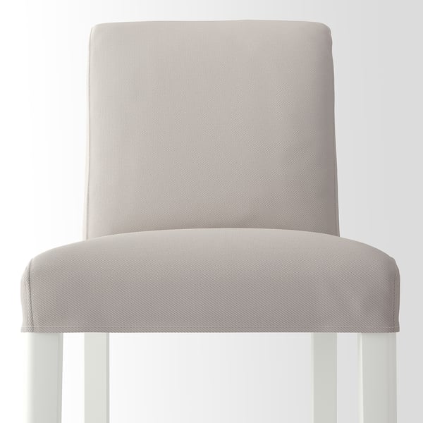 BERGMUND bar stool with backrest, counter height white/Hallarp beige, 62 cm