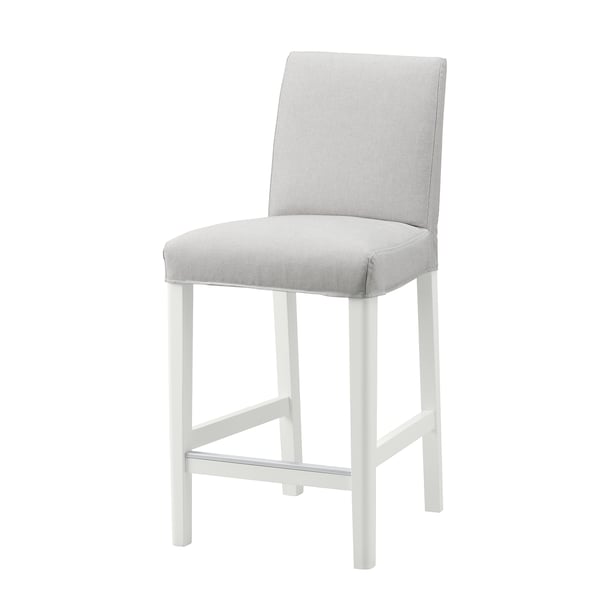 BERGMUND bar stool with backrest, counter height white/Orrsta light grey, 62 cm