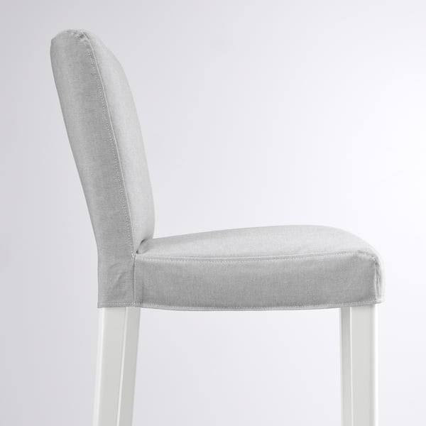 BERGMUND bar stool with backrest, white/Orrsta light grey, 75 cm