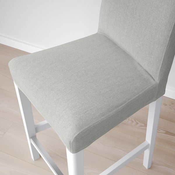 BERGMUND bar stool with backrest, counter height white/Orrsta light grey, 62 cm