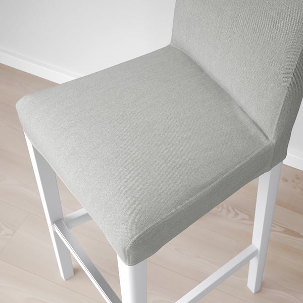 BERGMUND bar stool with backrest, white/Orrsta light grey, 75 cm
