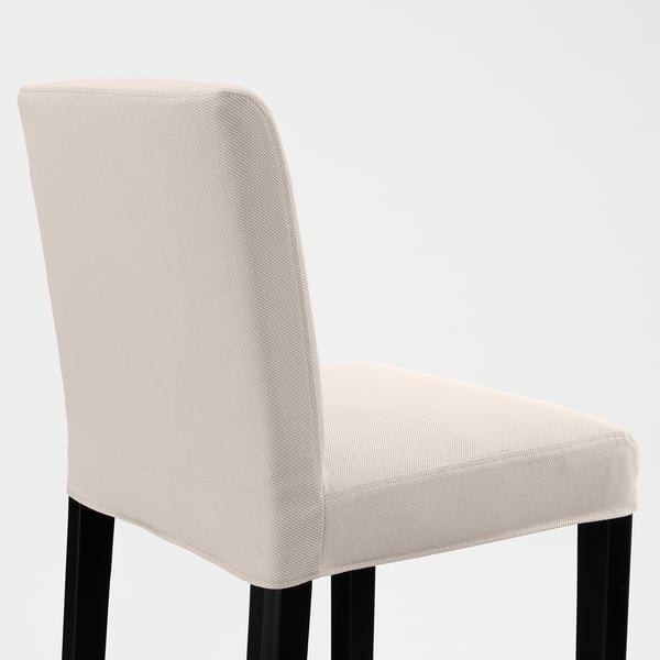 BERGMUND bar stool with backrest, counter height black/Hallarp beige, 62 cm