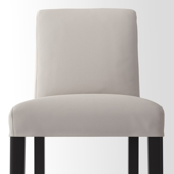 BERGMUND bar stool with backrest, counter height black/Hallarp beige, 62 cm