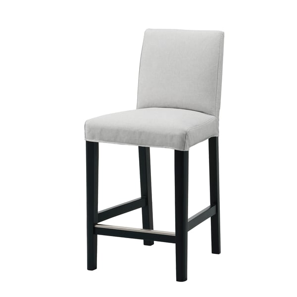 BERGMUND bar stool with backrest, counter height black/Orrsta light grey, 62 cm