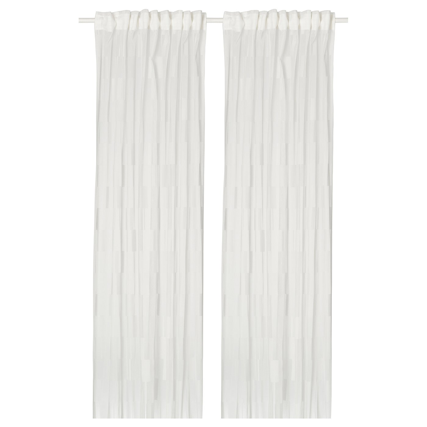 BERGNEJLIKA net curtains, 1 pair, white/with heading tape, 145x300 cm