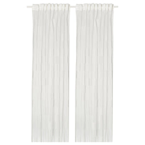 BERGNEJLIKA net curtains, 1 pair, white/with heading tape, 300x145 cm