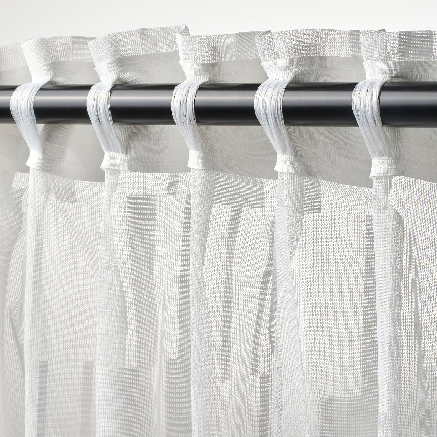 BERGNEJLIKA net curtains, 1 pair, white/with heading tape, 145x300 cm