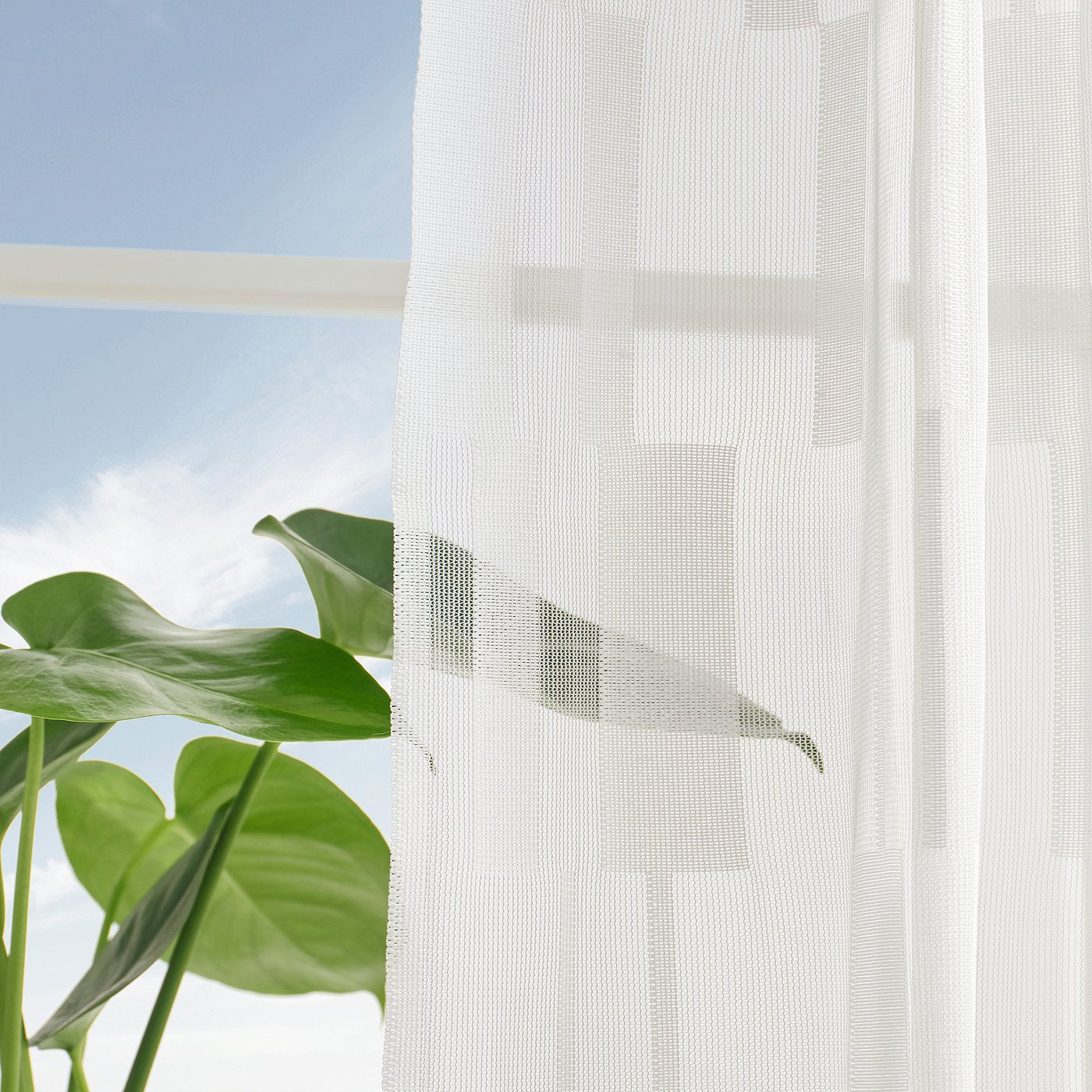 BERGNEJLIKA net curtains, 1 pair, white/with heading tape, 145x300 cm