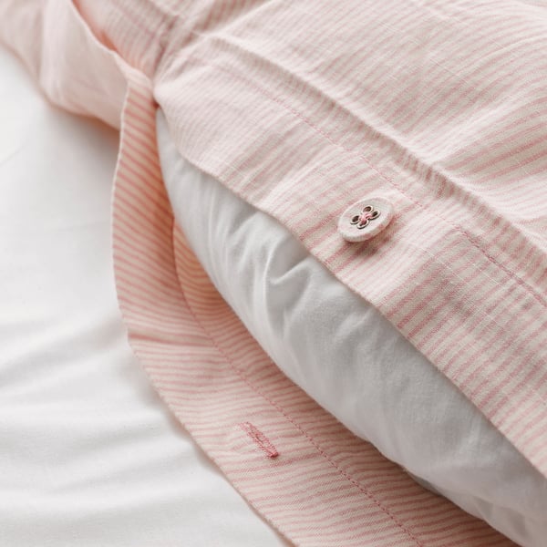 BERGPALM - Duvet cover and 2 pillowcases, light pink/stripe, 240x220/50x80 cm