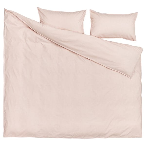 Ikea BERGPALM - Duvet cover and 2 pillowcases, light pink/stripe, 240x220/50x80 cm