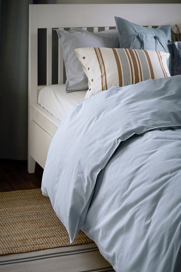 BERGPALM - BERGPALM Duvet cover and pillowcase, blue/striped, 150x200/50x80 cm
