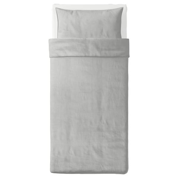 BERGPALM - Duvet cover and pillowcase, grey/stripe, 150x200/50x80 cm