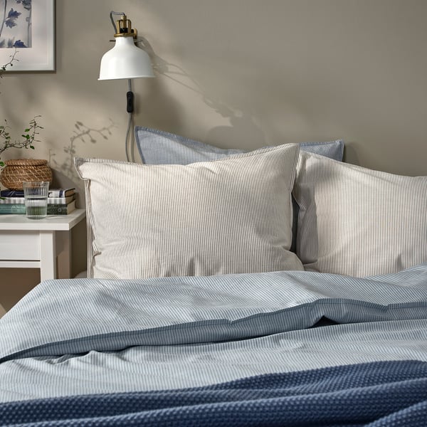 BERGPALM - BERGPALM Pillowcase, grey/striped, 50x80 cm