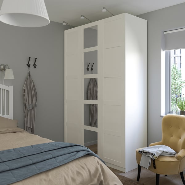 BERGSBO mirror door w soft closing hinges, white, 50x229 cm
