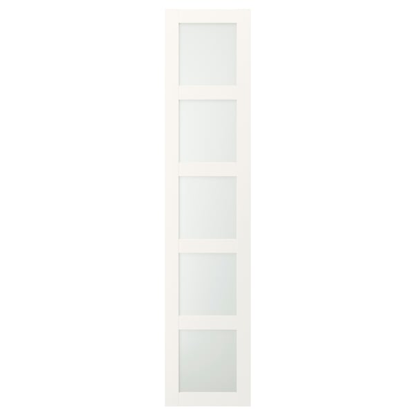 BERGSBO door with hinges, frosted glass/white, 50x229 cm