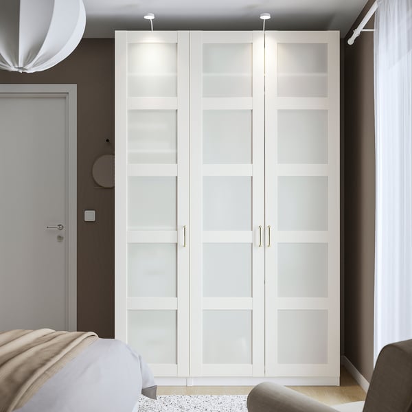 BERGSBO door, frosted glass/white, 50x229 cm