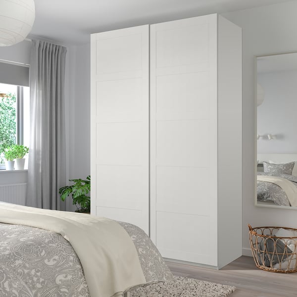 BERGSBO pair of sliding doors, white, 150x236 cm