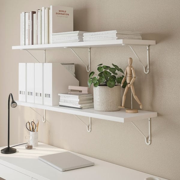 Ikea BERGSHULT / FÖRLÄGGARE - Wall shelf, white/white, 120x30 cm