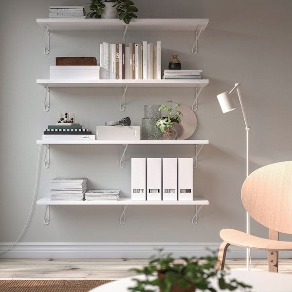 Ikea BERGSHULT / FÖRLÄGGARE - Wall shelf, white/white, 120x30 cm