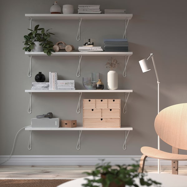 BERGSHULT / FÖRLÄGGARE - Wall shelf, white/white, 120x20 cm