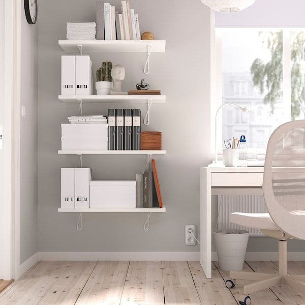 Ikea BERGSHULT / FÖRLÄGGARE - Wall shelf, white/white, 80x30 cm