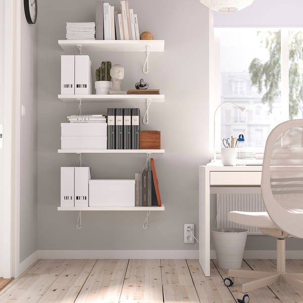 BERGSHULT / FÖRLÄGGARE wall shelf, white/white, 80x30 cm