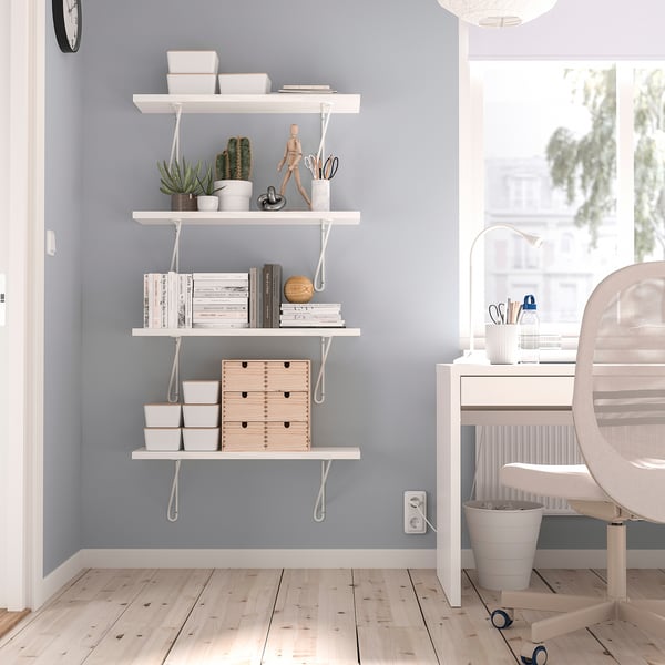 BERGSHULT / FÖRLÄGGARE wall shelf, white/white, 80x20 cm