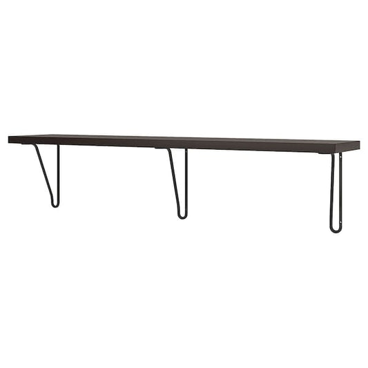 Ikea BERGSHULT / FÖRLÄGGARE - Wall shelf, brown-black/black, 120x20 cm