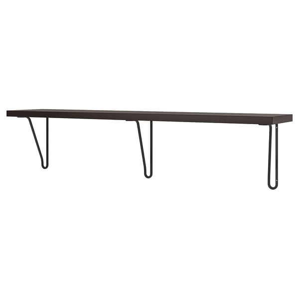 BERGSHULT / FÖRLÄGGARE wall shelf, brown-black/black, 120x20 cm