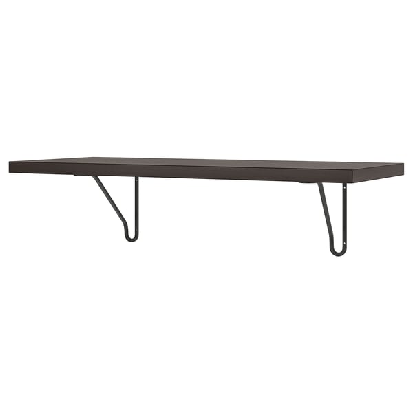 BERGSHULT / FÖRLÄGGARE wall shelf, brown-black/black, 80x30 cm